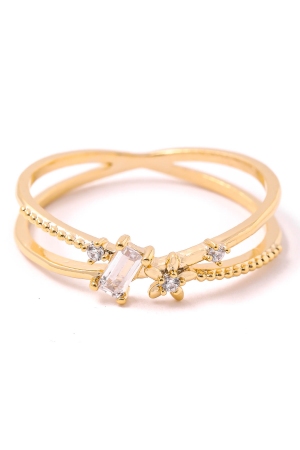 Double Cross Rhinestone Ring