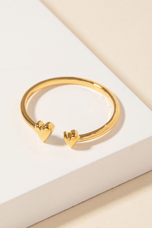 Gold Dipped Delicate Double Heart Open Ring
