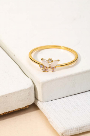 Delicate Rhinestone Butterfly Fashion Ring