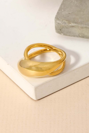 Gold Dipped Metallic Dome Fashion Ring