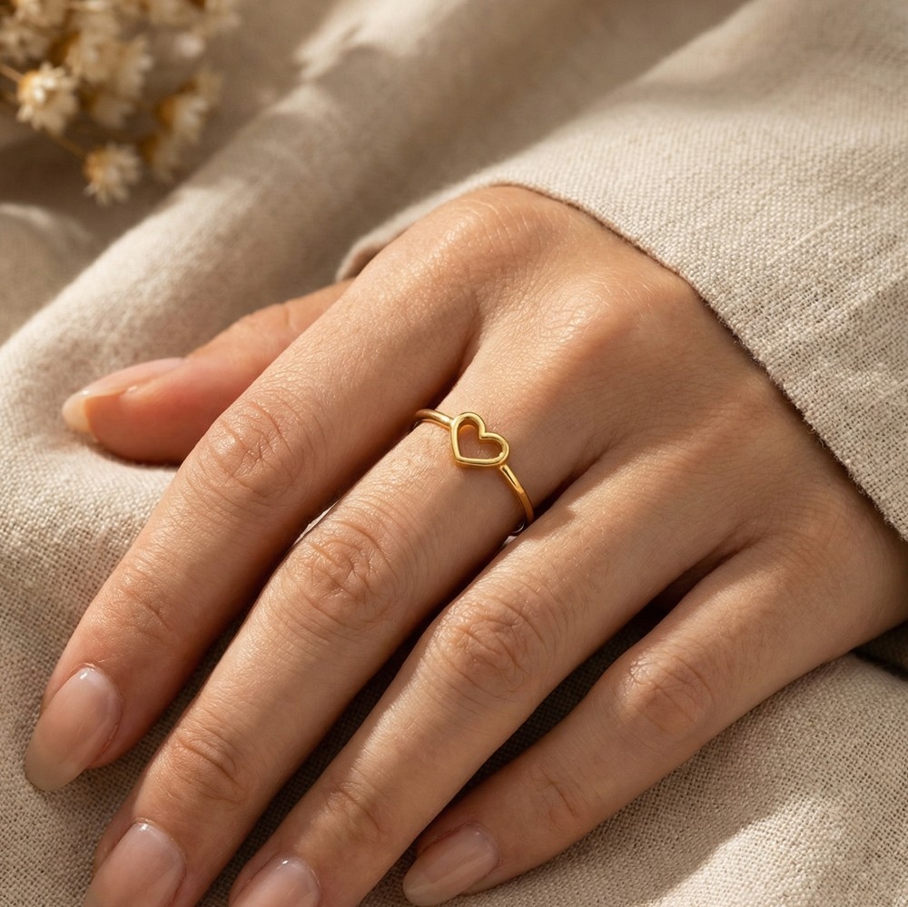 Dainty Open Heart Shape Fashion Ring