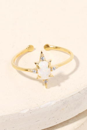 Gold Dipped Opal Star Adjustable Fashion Ring