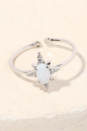Gold Dipped Opal Star Adjustable Fashion Ring