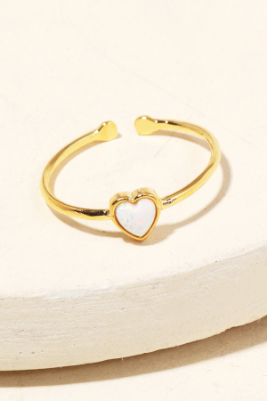 Gold Dipped Opal Heart Adjustable Ring