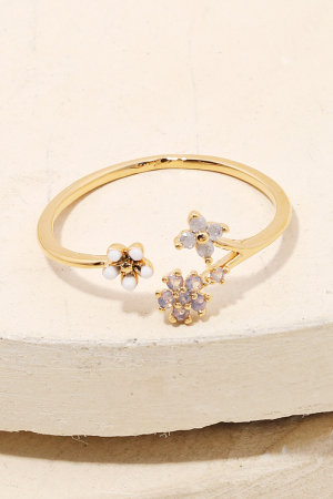 Mini Rhinestone Flower Vine Open Ring