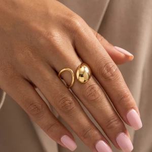 Gold Dipped Dome Ball Open Wrap Ring