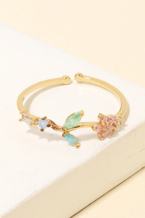 Delicate Floral Leaf Flower Ring