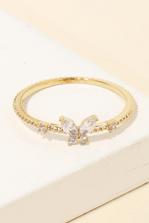 Delicate Rhinestone Butterfly Fashion Ring