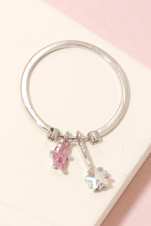 Charm Dangle Metallic Band Ring