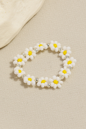 Mini Daisy Flower Beaded Elastic Ring