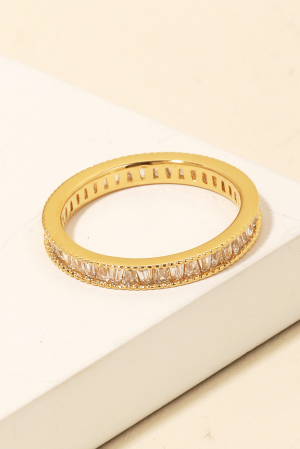 Pave Cubic Zirconia Baguettes Band Ring