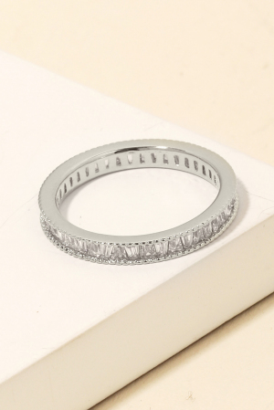 Pave Cubic Zirconia Baguettes Band Ring