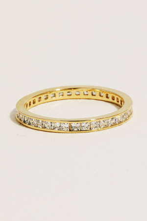 Gold Dipped Pave Flat Metallic Band Ring