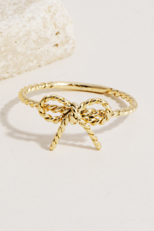 Twisted Metallic Ribbon Bow Band Ring