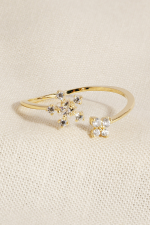 Rhinestone Flower Star Open Ring