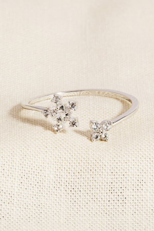 Rhinestone Flower Star Open Ring