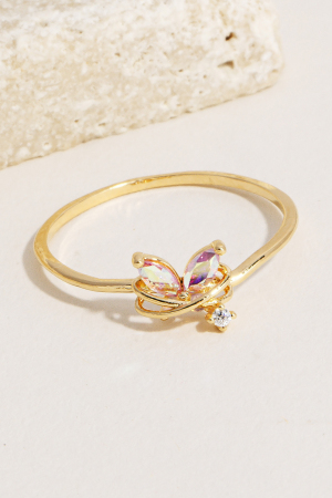 Iridescent Studded Butterfly Band Ring