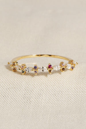 Rhinestone Studded Floral Ring