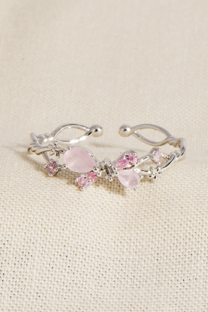 Floral Butterfly Rhinestone Adjustable Ring