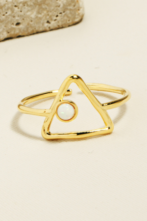 Gold Dipped Gold Dipped Triangle And Opal Open Band Ring