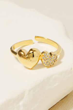 Gold Dipped Gold Dipped And Pave Heart Open Band Ring
