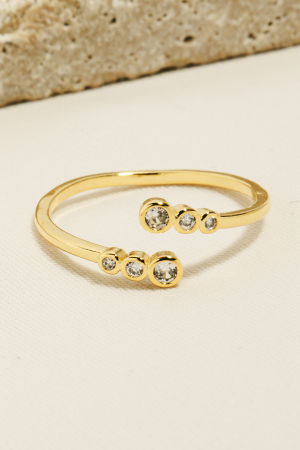 Gold Dipped Gold Dipped Studded Ends Open Band Ring