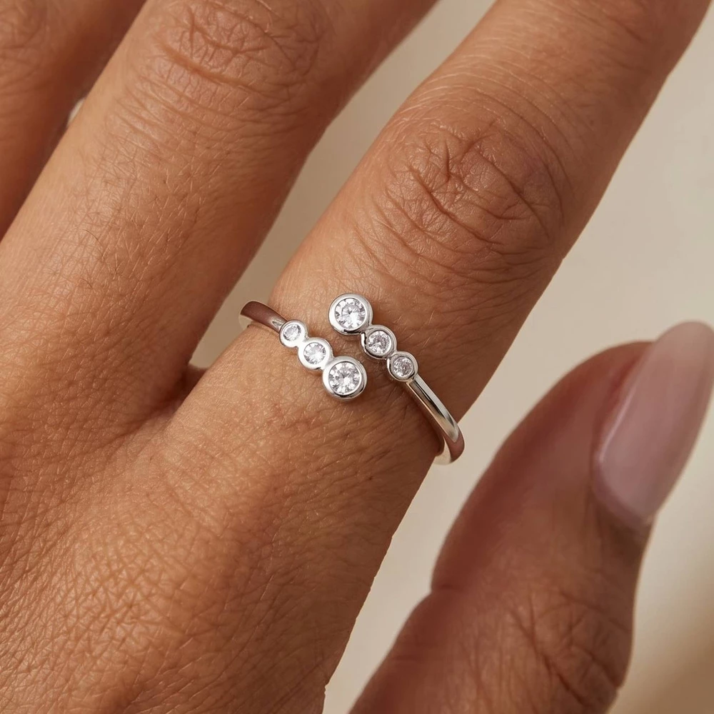 Bezel Cz Cluster Open Bypass Ring