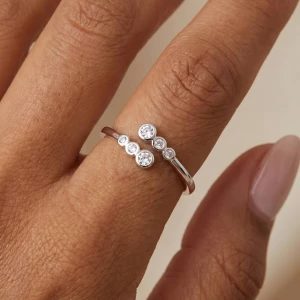 Bezel Cz Cluster Open Bypass Ring