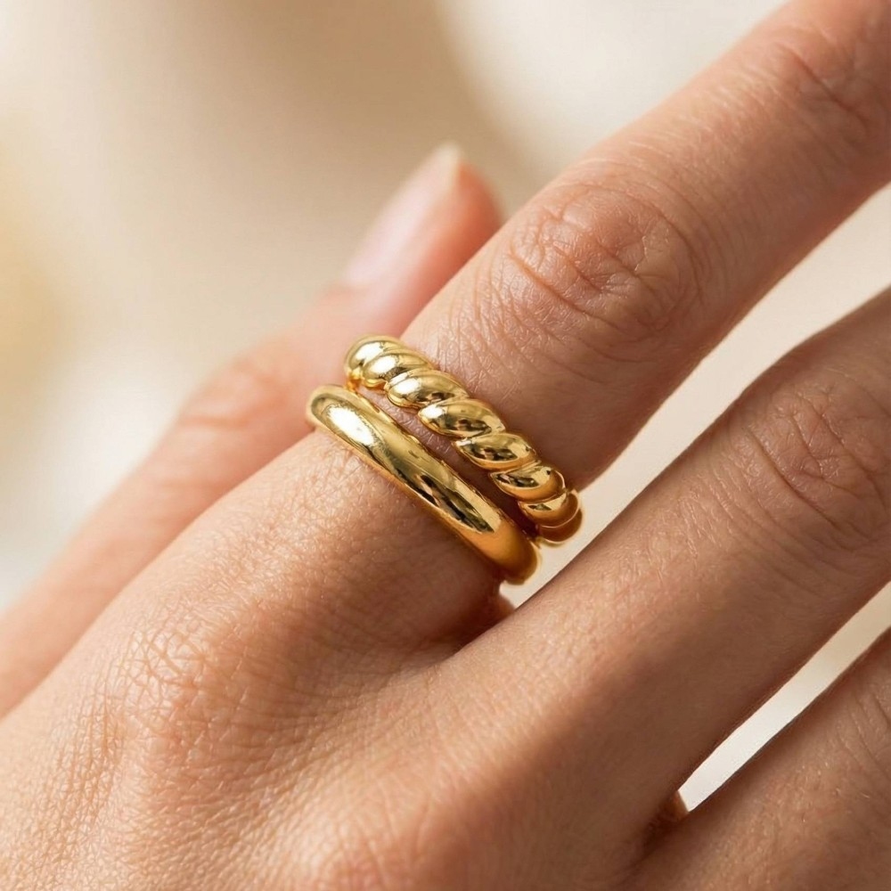 Gold Dipped Gold Dipped Croissant Layered Open Band Ring