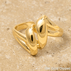 Gold Dipped Intricate Layered Open Metallic Band Ring