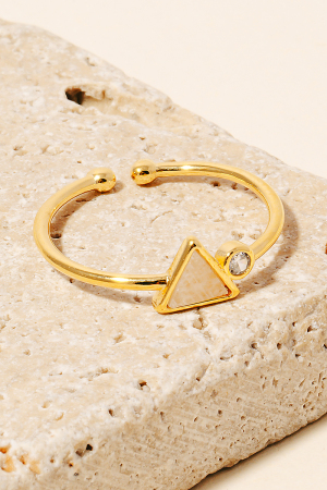 Gold Dipped Gold Dipped Gemstone Triangle And Cz Stud Open Band Ring