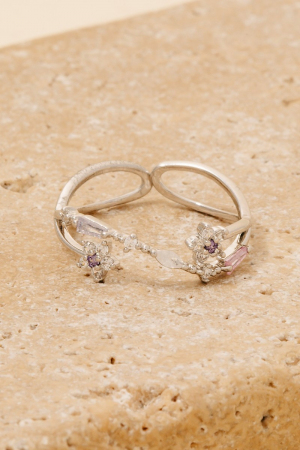 Double Cz Pave Layered Open Band Ring