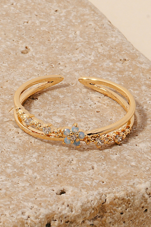 Mini Cz Flower Layered Open Band Ring