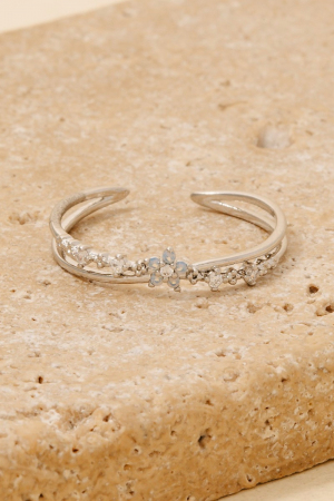 Mini Cz Flower Layered Open Band Ring