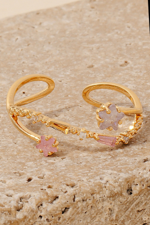 Cz Double Star Layered Open Band Ring