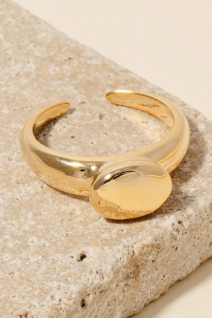 Gold Dipped Metallic False Gem Open Band Ring