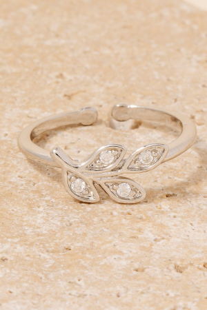 Gold Dipped Cz Leaves Open Band Ring