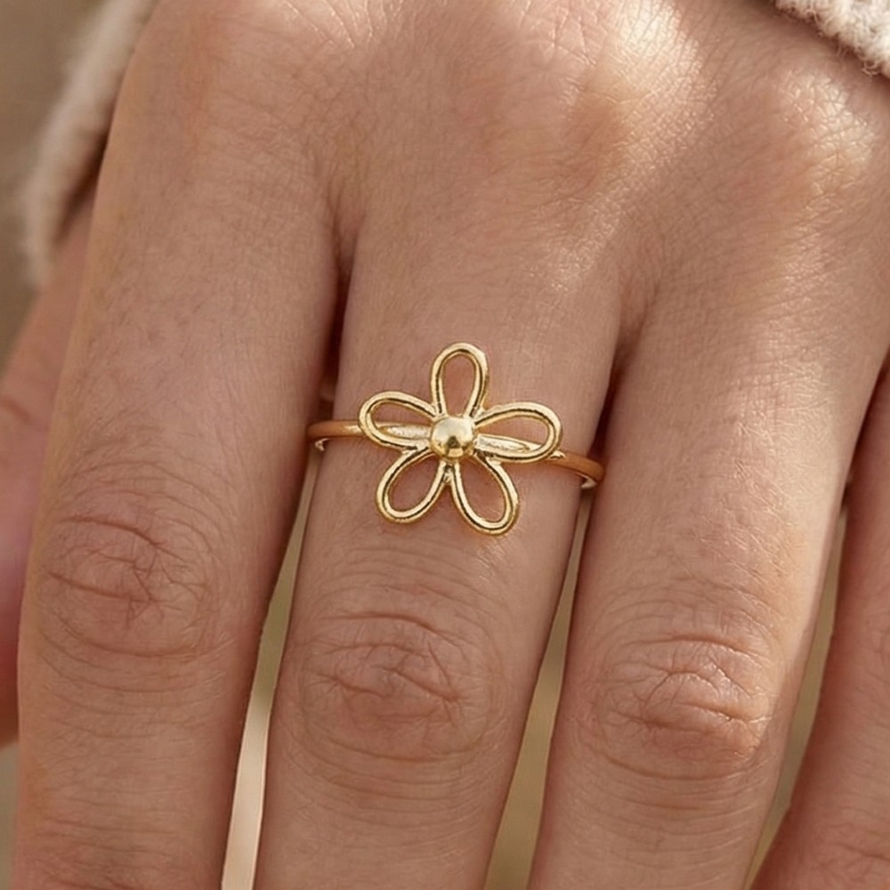 Wire Flower Dainty Band Ring