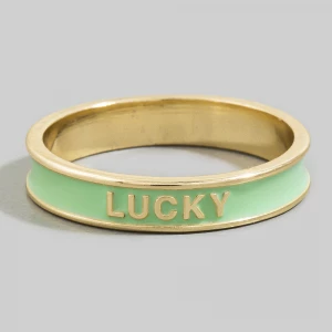 Lucky Letter Enamel Flat Band Ring