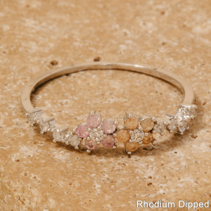 Mixed Cz Flowers Dainty Band Ring