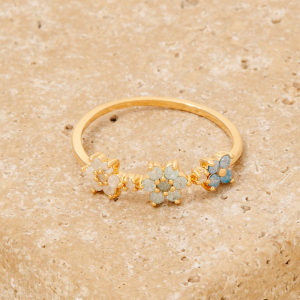 Triple Cz Flowers Dainty Band Ring