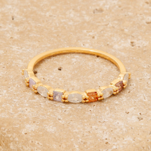 Cz Oval And Square Row Band Ring