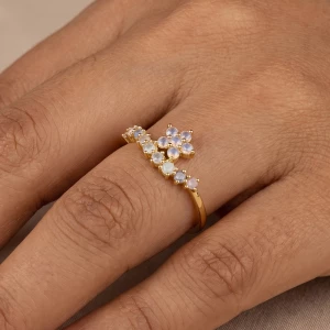 Opalescent Cz Flower Cluster Band Ring