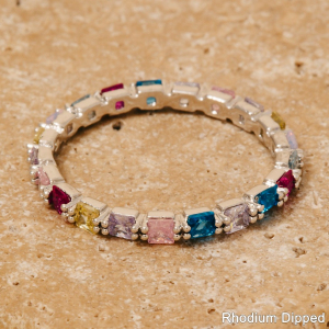 Colorful Cz Studs Dainty Band Ring