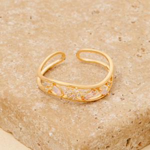 Assorted Cz & Flower Open Band Ring