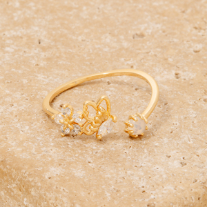 Cz Butterfly Flower Open Band Ring