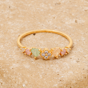 Cz Heart And Clover Dainty Band Ring