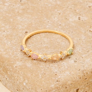 Cz Tear And Clover Dainty Band Ring