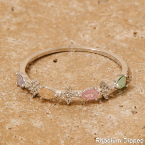 Cz Tear And Clover Dainty Band Ring