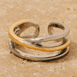 Two Tone Layered Open Band Ring